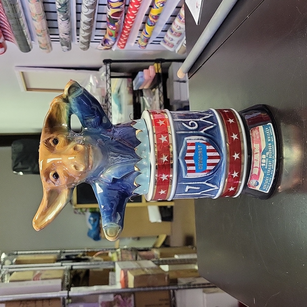 Democrat Donkey decanter vintage beam whiskey empty bottle